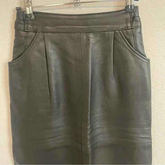 Vintage Enrique Hidalgo Pedrola Leather Maxi Skirt Black   Small - Picture 12 of 15